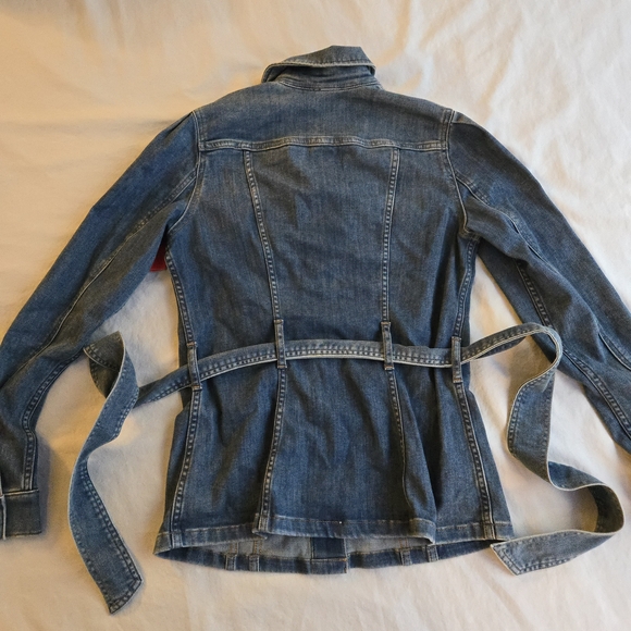 Spanx Tie-Front Summer Denim Jean Shirt Jacket Twilight Indigo Shacket - Picture 12 of 15